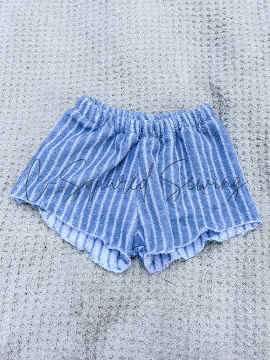 Dusty Blue Stripe Towel Breezy Shorts