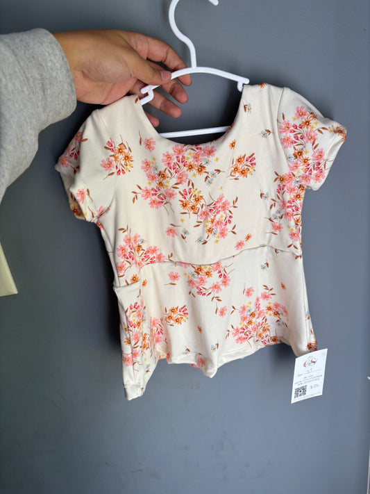 Cream Floral A-Line Peplum