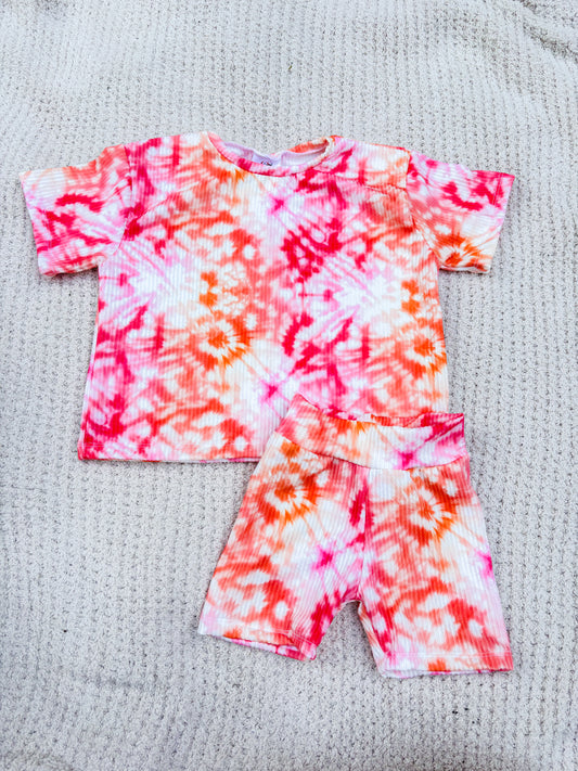 Pink Tie Dye Urban Rib Lounge Set