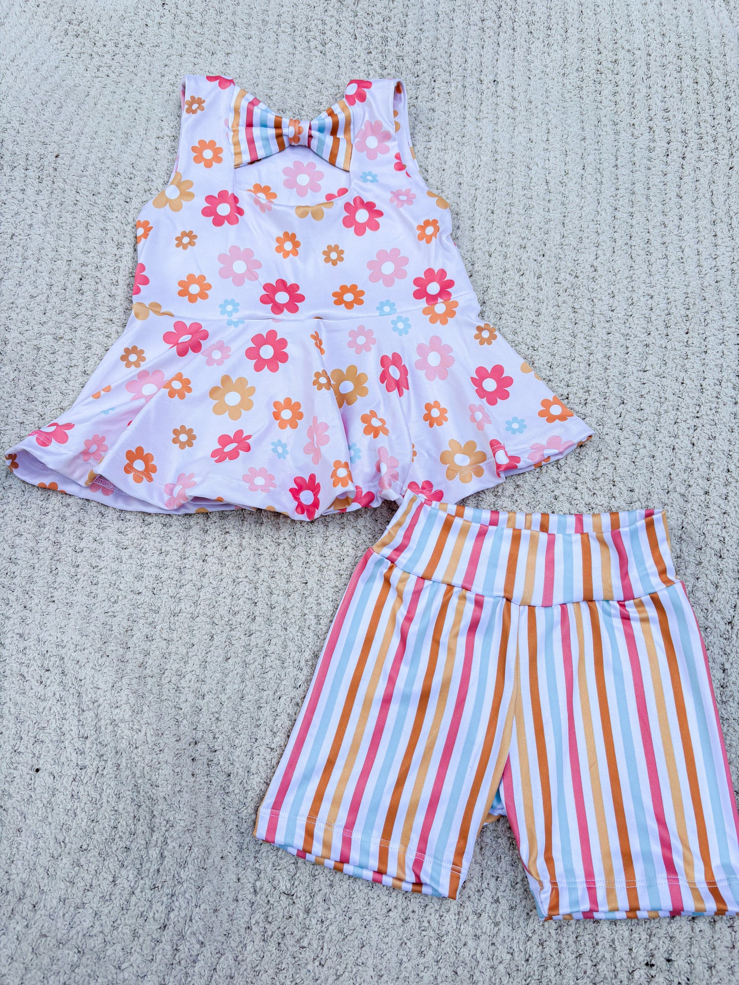 Bow Back Peplum and Bikers