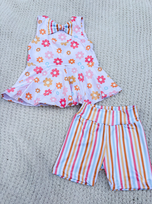 Bow Back Peplum and Bikers