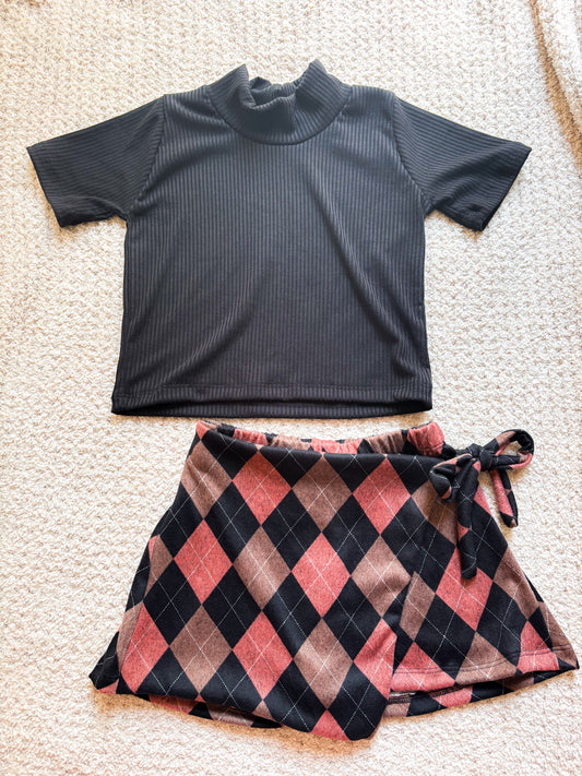 Size 6 Mock Neck Shirt and Wrap Skort