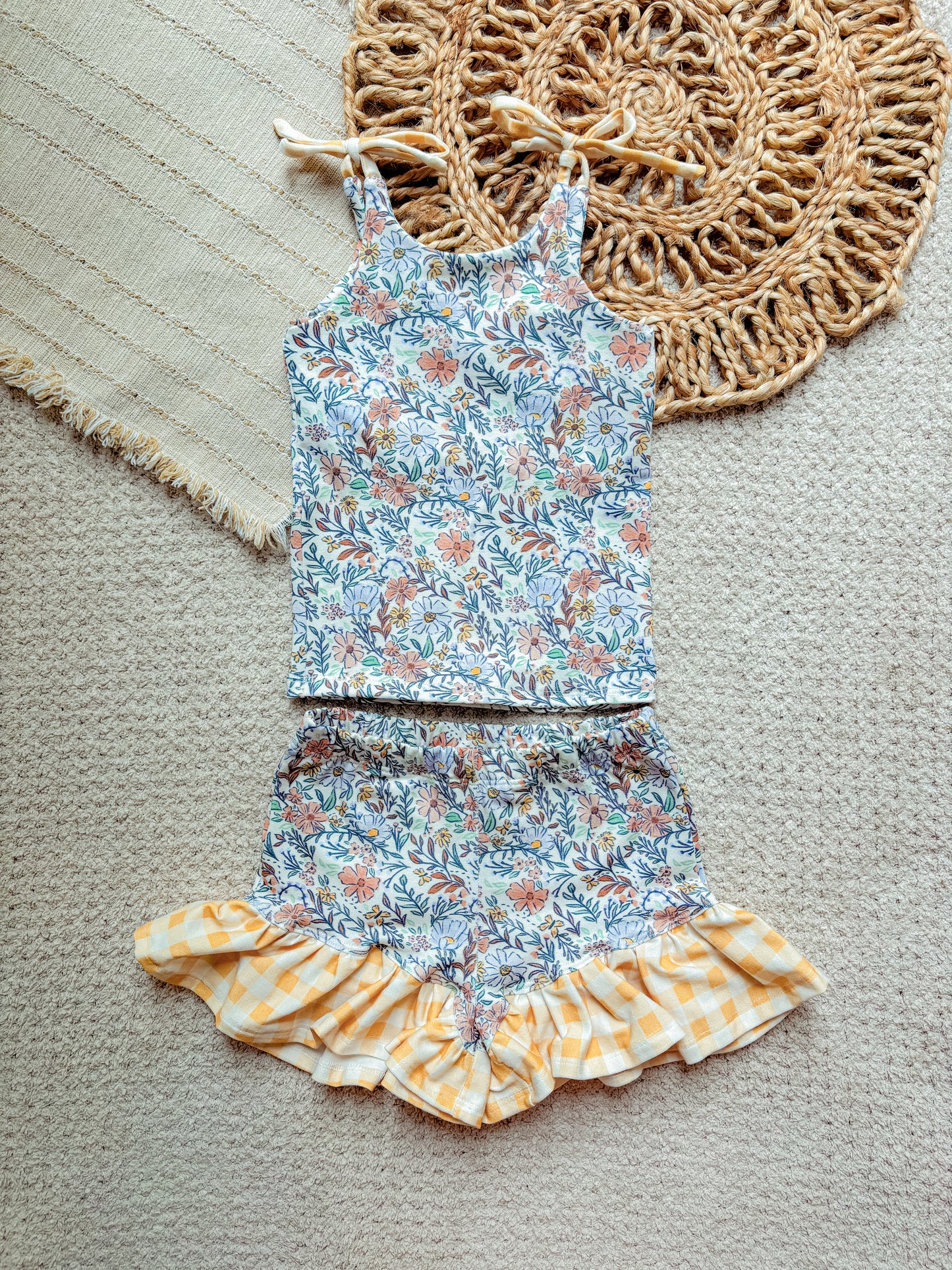 4T Tie Shoulder Tank and Ruffle Shorts