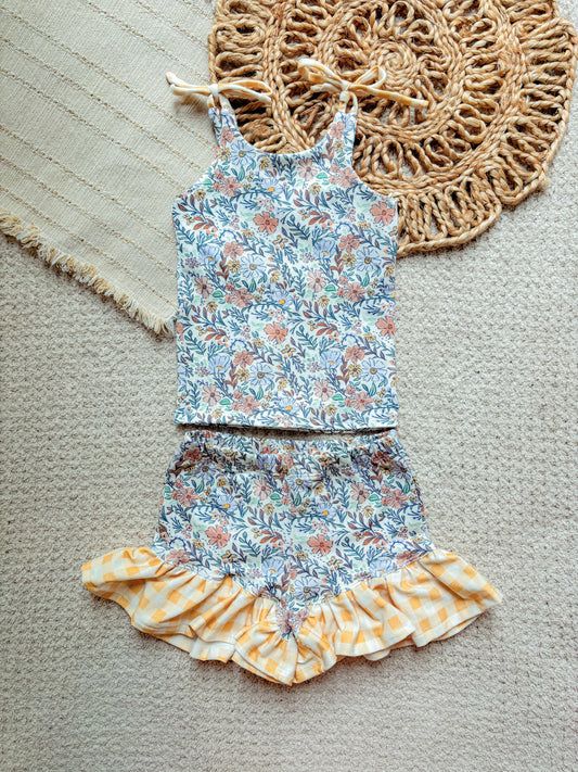 4T Tie Shoulder Tank and Ruffle Shorts