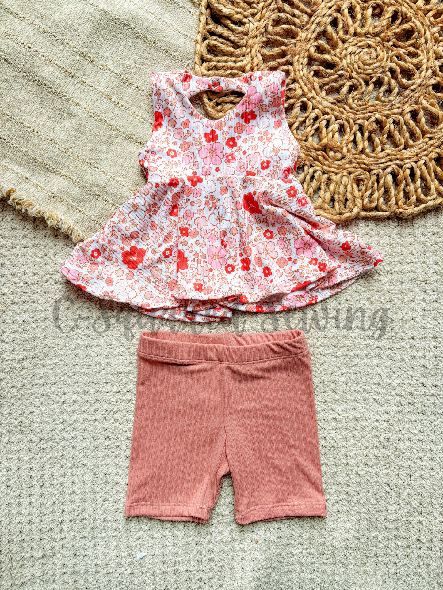 12/18m circle back peplum and bikers set