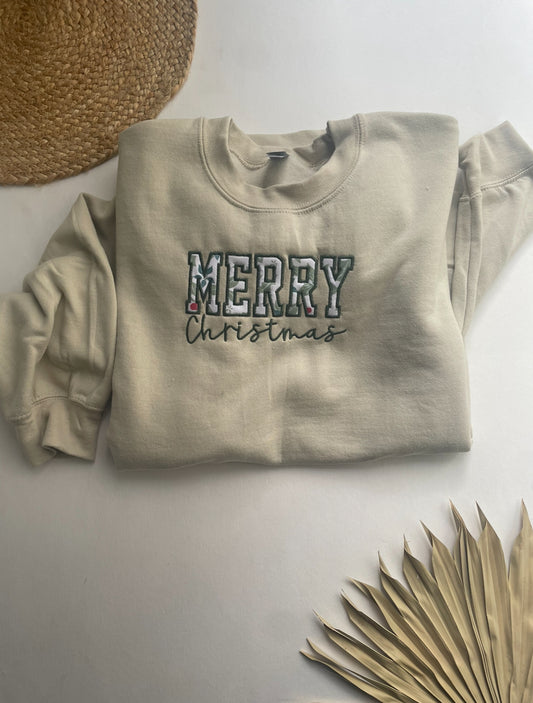 Adult XL Christmas Embroidered Crewneck