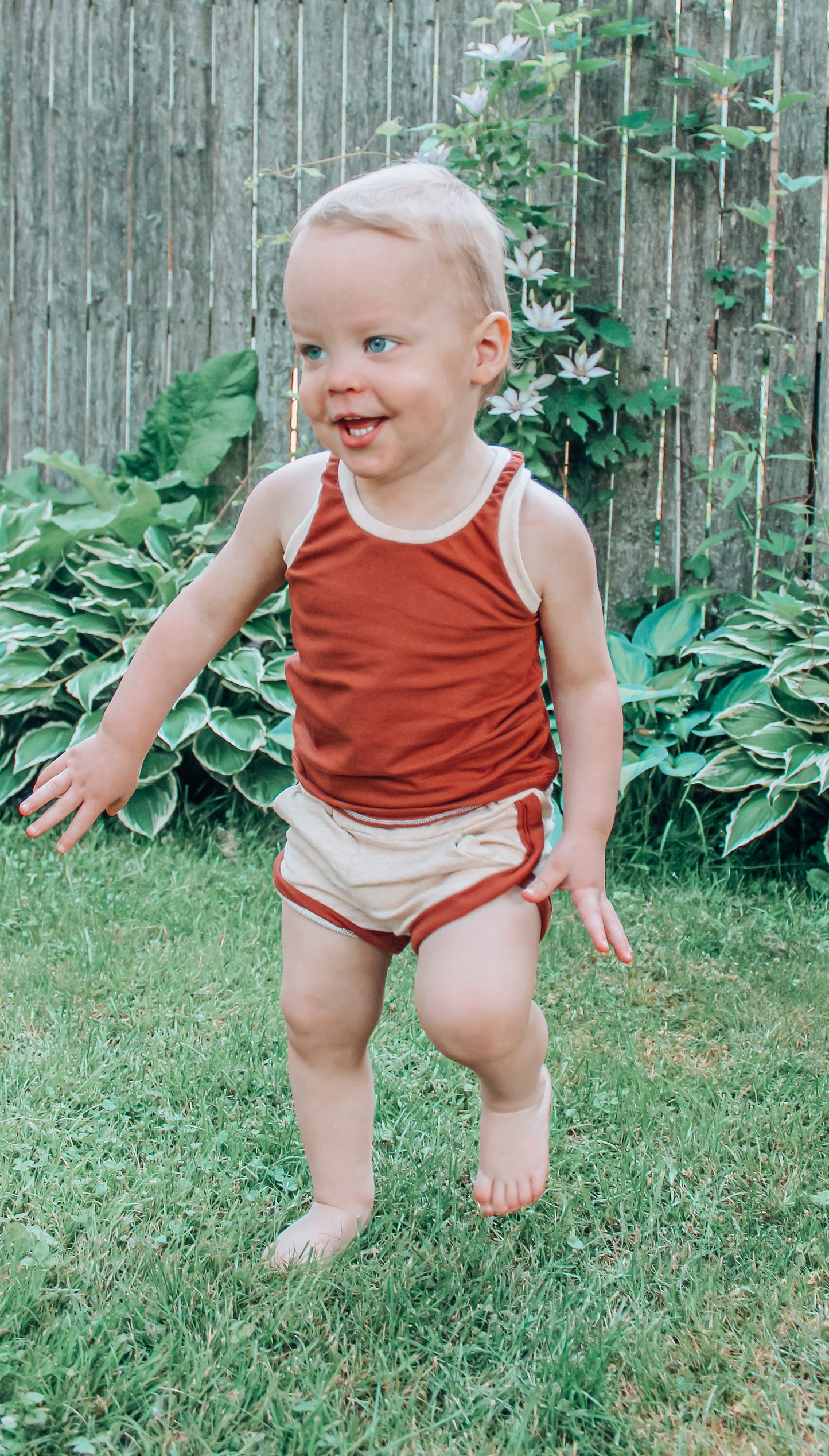 Oatmeal and Rust Track Shorts