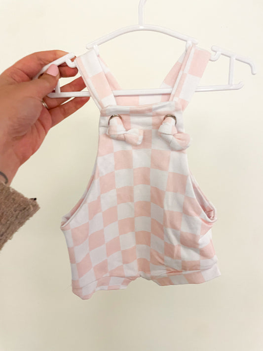 Pink Checkered Knotted Overalls